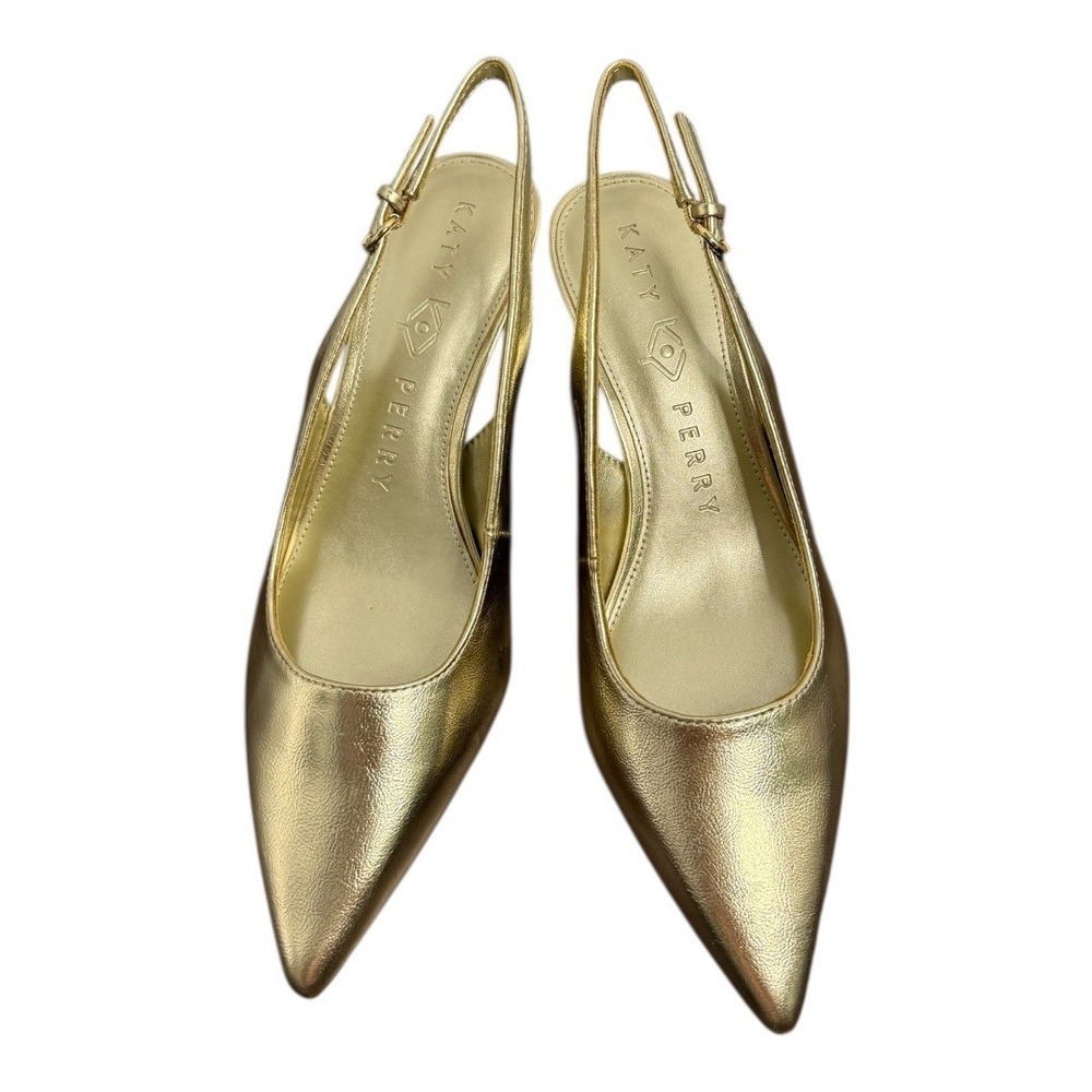 Katy Perry The Oceanview‎ Slingback Heels Softy Nappa Gold Champagne 7.5 NIB - Picture 3 of 10